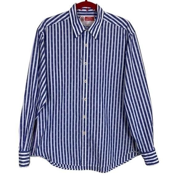Robert Graham Other - Robert Graham Men's Freshly Laundered Shirt Blue & White Striped Patchwork Sz L